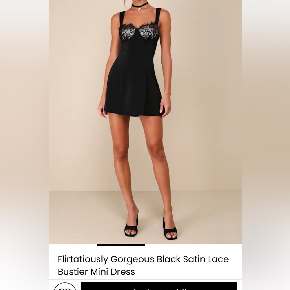 Lulu's Elegant Black Lace Satin Mini Dress